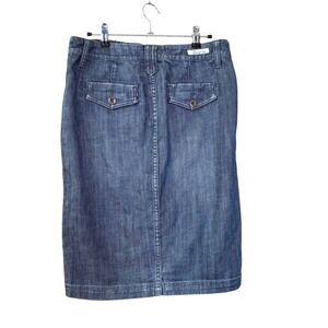 Level 99 Blue Denim Sailor Pencil Skirt Size 29 Nautical Slit Knee Length